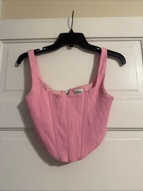 Princess Polly Pink Ribbed Corset Crop Top